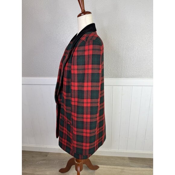 Sag Harbor Blazer Womens 16 Jacket Green Red Tartan Plaid Holidays Academia Wool - Picture 4 of 12